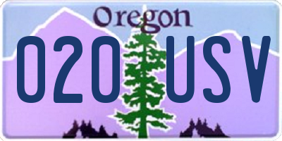 OR license plate 020USV
