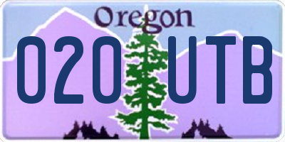 OR license plate 020UTB