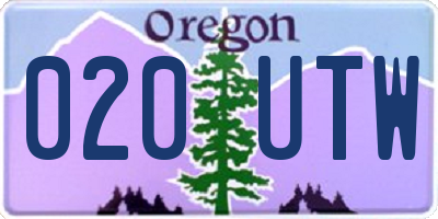 OR license plate 020UTW