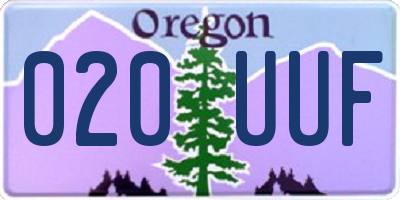OR license plate 020UUF