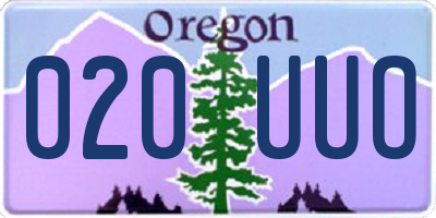 OR license plate 020UUO