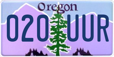 OR license plate 020UUR