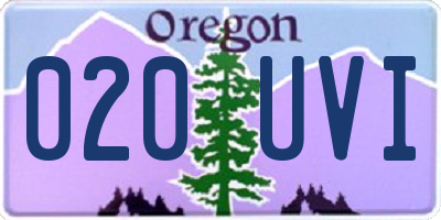 OR license plate 020UVI