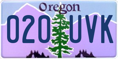 OR license plate 020UVK