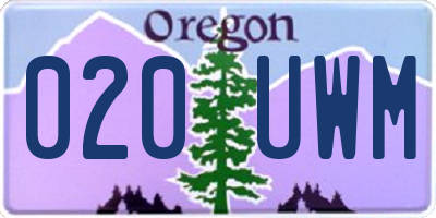OR license plate 020UWM