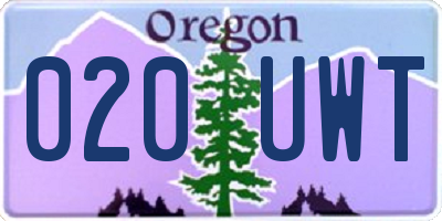 OR license plate 020UWT