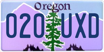 OR license plate 020UXD