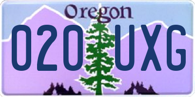 OR license plate 020UXG