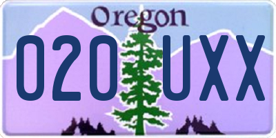 OR license plate 020UXX