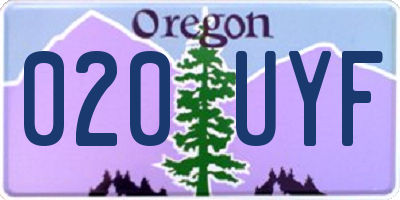 OR license plate 020UYF
