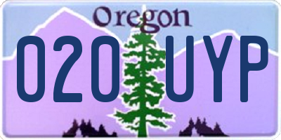 OR license plate 020UYP