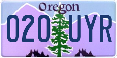 OR license plate 020UYR