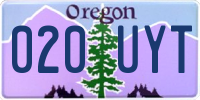 OR license plate 020UYT