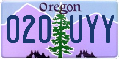 OR license plate 020UYY