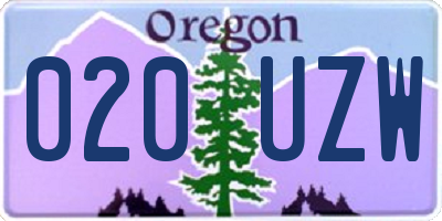 OR license plate 020UZW
