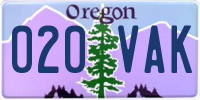 OR license plate 020VAK