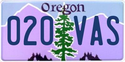 OR license plate 020VAS
