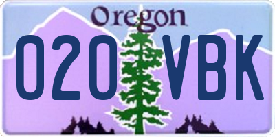 OR license plate 020VBK