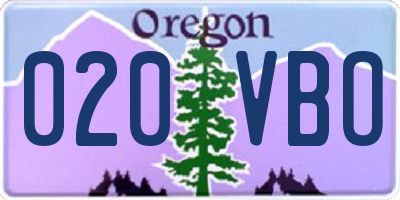 OR license plate 020VBO