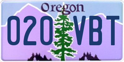 OR license plate 020VBT