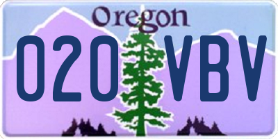 OR license plate 020VBV