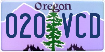 OR license plate 020VCD