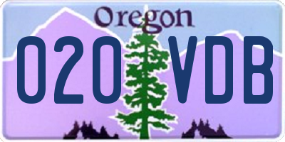 OR license plate 020VDB