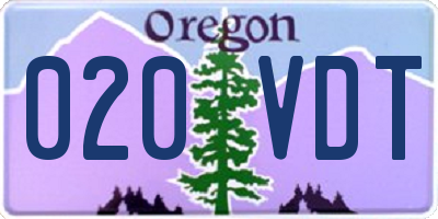 OR license plate 020VDT