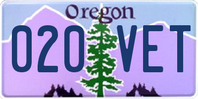 OR license plate 020VET