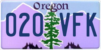OR license plate 020VFK