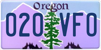 OR license plate 020VFO