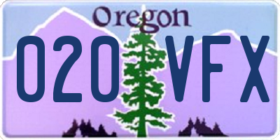OR license plate 020VFX