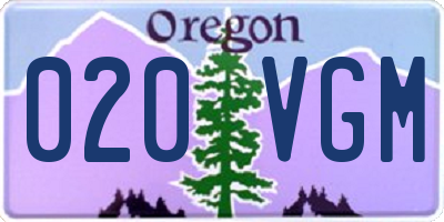 OR license plate 020VGM