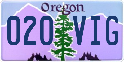 OR license plate 020VIG