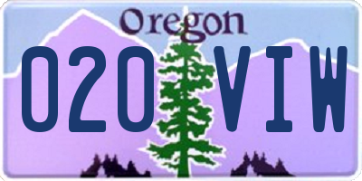 OR license plate 020VIW