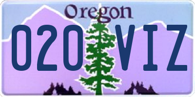 OR license plate 020VIZ
