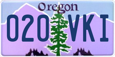 OR license plate 020VKI