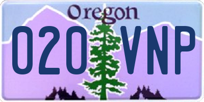 OR license plate 020VNP