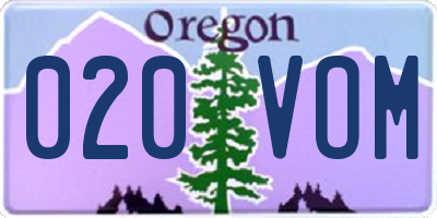OR license plate 020VOM