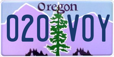 OR license plate 020VOY