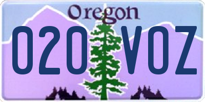 OR license plate 020VOZ