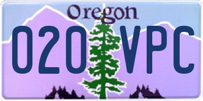OR license plate 020VPC