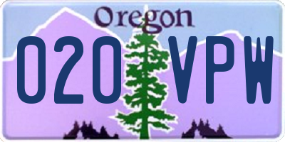 OR license plate 020VPW