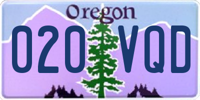OR license plate 020VQD
