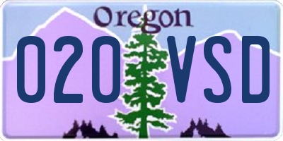 OR license plate 020VSD