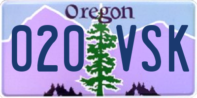 OR license plate 020VSK