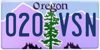 OR license plate 020VSN