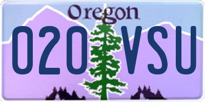 OR license plate 020VSU