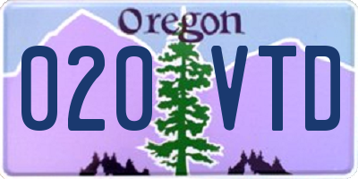 OR license plate 020VTD