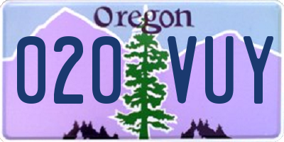 OR license plate 020VUY